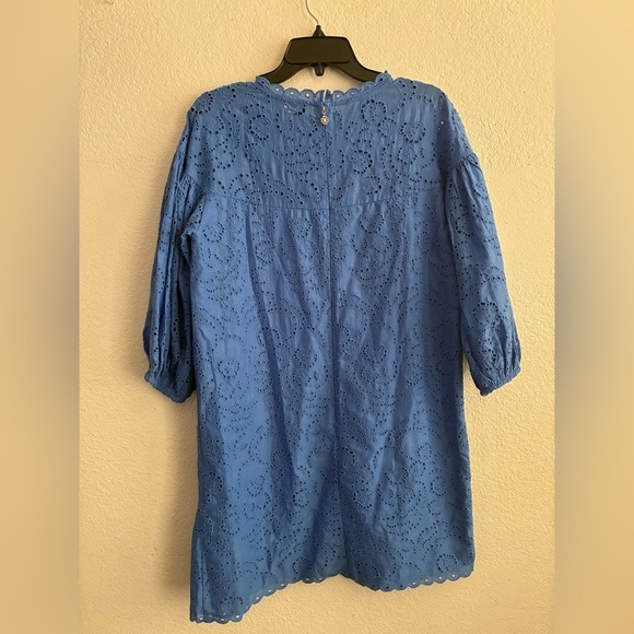 Kate Spade Floral Eyelet Puff Sleeve Dress in Blue 10 - Picture 5 of 16